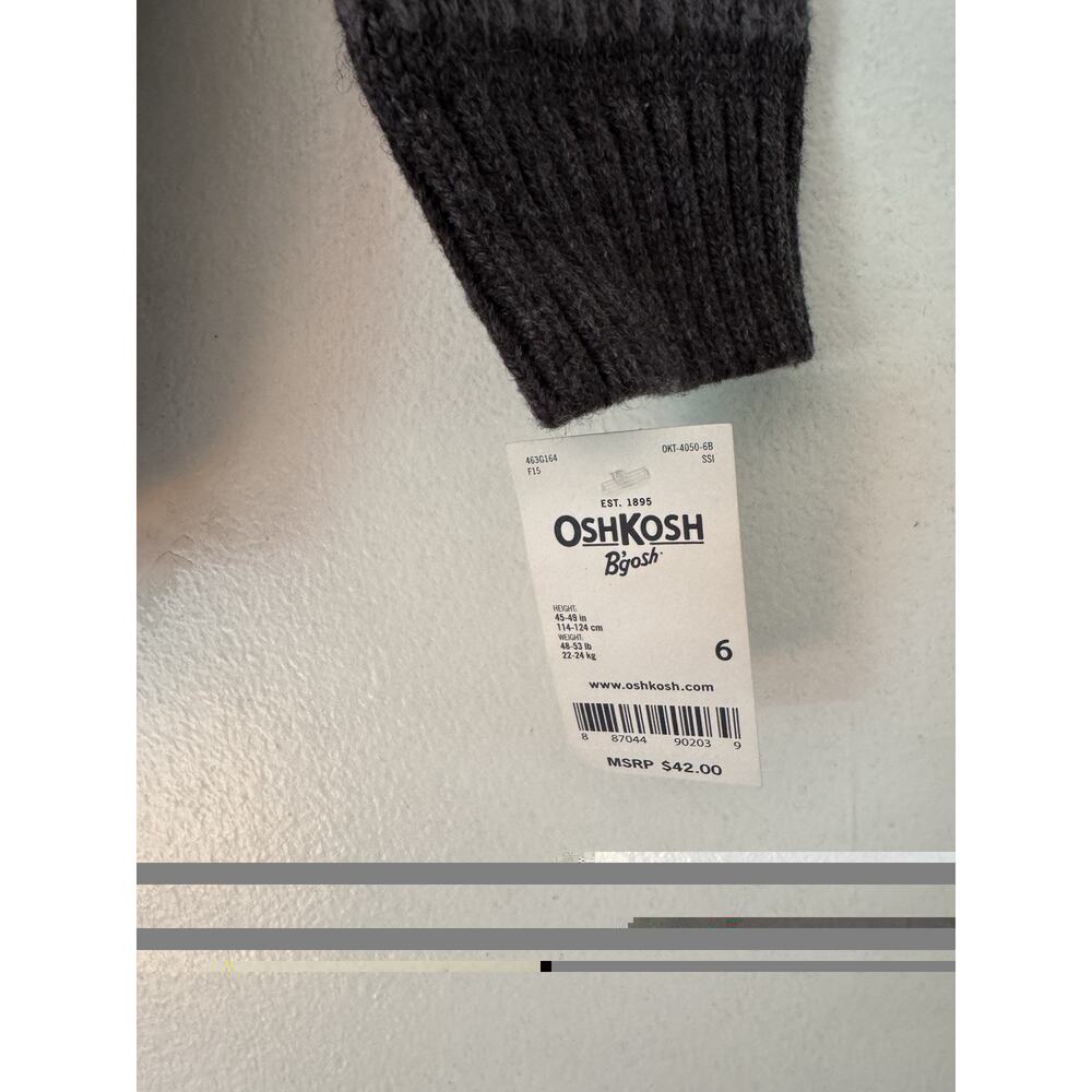 Oshkosh Fair Isle Chunky Knit Shawl Collar Sweater Youth Size 6 Gray - Picture 5 of 7